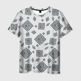 Мужская футболка 3D с принтом Ромб лабиринт паттерн в Тюмени, 100% полиэфир | прямой крой, круглый вырез горловины, длина до линии бедер | 