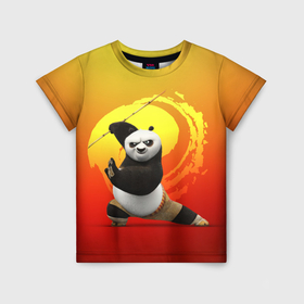 Детская футболка 3D с принтом Мастер По   Кунг фу панда в Кировске, 100% гипоаллергенный полиэфир | прямой крой, круглый вырез горловины, длина до линии бедер, чуть спущенное плечо, ткань немного тянется | 