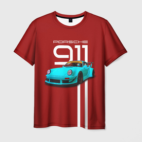 Мужская футболка 3D с принтом Порше 911 в Екатеринбурге, 100% полиэфир | прямой крой, круглый вырез горловины, длина до линии бедер | Тематика изображения на принте: 