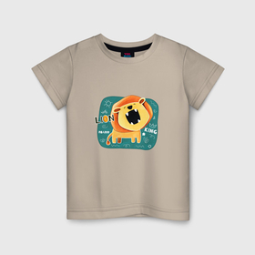 Детская футболка хлопок с принтом Храбрый король лев в Санкт-Петербурге, 100% хлопок | круглый вырез горловины, полуприлегающий силуэт, длина до линии бедер | 
