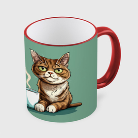 Кружка с полной запечаткой с принтом Перерыв на кофе   кот , керамика | ёмкость 330 мл | Тематика изображения на принте: 