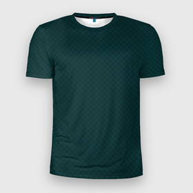 Мужская футболка 3D Slim с принтом Тёмно зелёный паттерн однотонный в Белгороде, 100% полиэстер с улучшенными характеристиками | приталенный силуэт, круглая горловина, широкие плечи, сужается к линии бедра | 