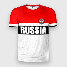 Мужская футболка 3D Slim с принтом Россия   униформа классическая с гербом в Тюмени, 100% полиэстер с улучшенными характеристиками | приталенный силуэт, круглая горловина, широкие плечи, сужается к линии бедра | 