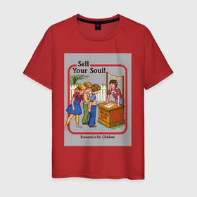 Мужская футболка хлопок с принтом Продажа души мем в Тюмени, 100% хлопок | прямой крой, круглый вырез горловины, длина до линии бедер, слегка спущенное плечо. | 