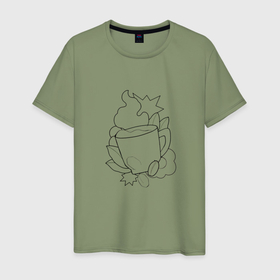 Мужская футболка хлопок с принтом Бодрящий кофе в Санкт-Петербурге, 100% хлопок | прямой крой, круглый вырез горловины, длина до линии бедер, слегка спущенное плечо. | 