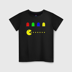 Детская футболка хлопок с принтом Персонажи старых компьютерных игр в Тюмени, 100% хлопок | круглый вырез горловины, полуприлегающий силуэт, длина до линии бедер | 