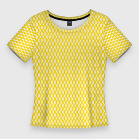 Женская футболка 3D Slim с принтом Жёлтый имитация сетки паттерн в Петрозаводске,  |  | Тематика изображения на принте: 