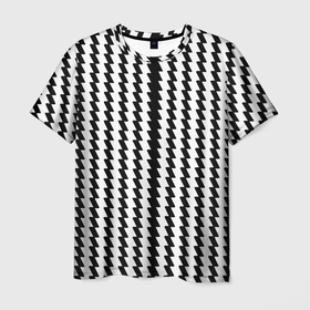 Мужская футболка 3D с принтом Чёрно белые вертикальные полосы в Новосибирске, 100% полиэфир | прямой крой, круглый вырез горловины, длина до линии бедер | 