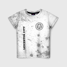 Детская футболка 3D с принтом Leicester City sport на светлом фоне вертикально в Петрозаводске, 100% гипоаллергенный полиэфир | прямой крой, круглый вырез горловины, длина до линии бедер, чуть спущенное плечо, ткань немного тянется | 