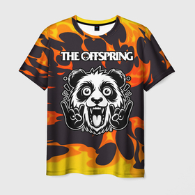 Мужская футболка 3D с принтом The Offspring рок панда и огонь , 100% полиэфир | прямой крой, круглый вырез горловины, длина до линии бедер | Тематика изображения на принте: 