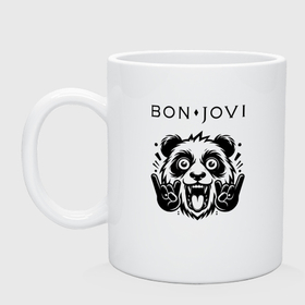 Кружка керамическая с принтом Bon Jovi   rock panda в Курске, керамика | объем — 330 мл, диаметр — 80 мм. Принт наносится на бока кружки, можно сделать два разных изображения | 
