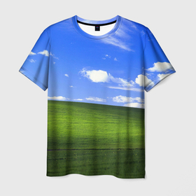 Мужская футболка 3D с принтом Знакомый пейзаж безмятежности , 100% полиэфир | прямой крой, круглый вырез горловины, длина до линии бедер | 