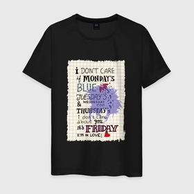 Мужская футболка хлопок с принтом The Cure   Friday im in love в Белгороде, 100% хлопок | прямой крой, круглый вырез горловины, длина до линии бедер, слегка спущенное плечо. | 
