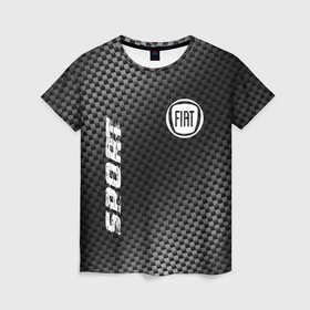 Женская футболка 3D с принтом Fiat sport carbon в Петрозаводске, 100% полиэфир ( синтетическое хлопкоподобное полотно) | прямой крой, круглый вырез горловины, длина до линии бедер | 