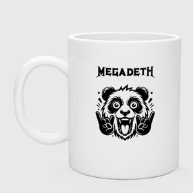 Кружка керамическая с принтом Megadeth   rock panda в Тюмени, керамика | объем — 330 мл, диаметр — 80 мм. Принт наносится на бока кружки, можно сделать два разных изображения | 