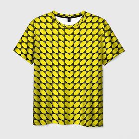Мужская футболка 3D с принтом Жёлтые лепестки шестиугольники в Новосибирске, 100% полиэфир | прямой крой, круглый вырез горловины, длина до линии бедер | Тематика изображения на принте: 