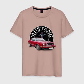 Мужская футболка хлопок с принтом Форд Мустанг 1974 года , 100% хлопок | прямой крой, круглый вырез горловины, длина до линии бедер, слегка спущенное плечо. | 