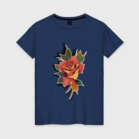 Женская футболка хлопок с принтом Простая роза в Тюмени, 100% хлопок | прямой крой, круглый вырез горловины, длина до линии бедер, слегка спущенное плечо | 