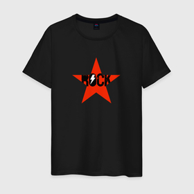 Мужская футболка хлопок с принтом Rock star red white в Тюмени, 100% хлопок | прямой крой, круглый вырез горловины, длина до линии бедер, слегка спущенное плечо. | 