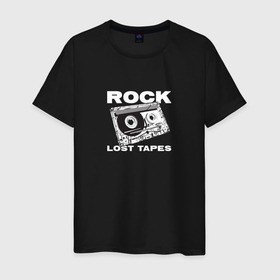 Мужская футболка хлопок с принтом Rock lost tapes в Новосибирске, 100% хлопок | прямой крой, круглый вырез горловины, длина до линии бедер, слегка спущенное плечо. | 