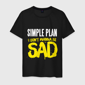 Мужская футболка хлопок с принтом Simple plan   dont be sad в Тюмени, 100% хлопок | прямой крой, круглый вырез горловины, длина до линии бедер, слегка спущенное плечо. | 