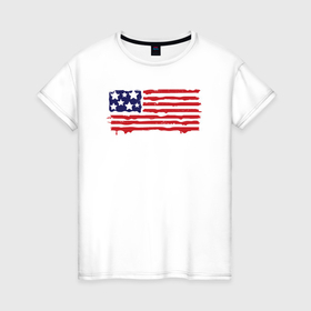 Женская футболка хлопок с принтом USA patriot в Кировске, 100% хлопок | прямой крой, круглый вырез горловины, длина до линии бедер, слегка спущенное плечо | 