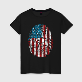 Женская футболка хлопок с принтом Отпечаток США в Петрозаводске, 100% хлопок | прямой крой, круглый вырез горловины, длина до линии бедер, слегка спущенное плечо | 