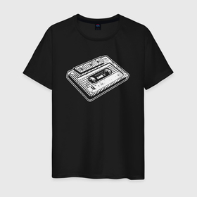 Мужская футболка хлопок с принтом Аудиокассета ретро в Курске, 100% хлопок | прямой крой, круглый вырез горловины, длина до линии бедер, слегка спущенное плечо. | 