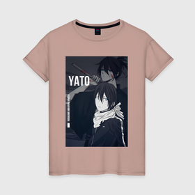 Женская футболка хлопок с принтом Бездомный бог Ято в Белгороде, 100% хлопок | прямой крой, круглый вырез горловины, длина до линии бедер, слегка спущенное плечо | 