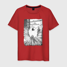 Мужская футболка хлопок с принтом Волшебство снежных трасс в Тюмени, 100% хлопок | прямой крой, круглый вырез горловины, длина до линии бедер, слегка спущенное плечо. | Тематика изображения на принте: 