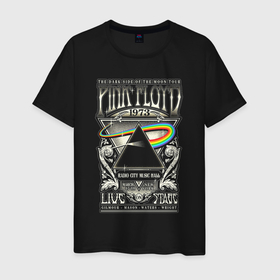 Мужская футболка хлопок с принтом Pink Floyd the dark of the moon tour в Санкт-Петербурге, 100% хлопок | прямой крой, круглый вырез горловины, длина до линии бедер, слегка спущенное плечо. | 