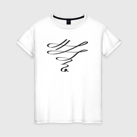 Женская футболка хлопок с принтом Каллиграфия в Рязани, 100% хлопок | прямой крой, круглый вырез горловины, длина до линии бедер, слегка спущенное плечо | 
