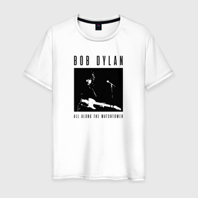 Мужская футболка хлопок с принтом Bob Dylan rock legend в Кировске, 100% хлопок | прямой крой, круглый вырез горловины, длина до линии бедер, слегка спущенное плечо. | 