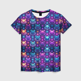 Женская футболка 3D с принтом Фурри мордочки лисица в Санкт-Петербурге, 100% полиэфир ( синтетическое хлопкоподобное полотно) | прямой крой, круглый вырез горловины, длина до линии бедер | Тематика изображения на принте: 