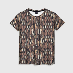 Женская футболка 3D с принтом Светло коричневый паттерн полосочки в Тюмени, 100% полиэфир ( синтетическое хлопкоподобное полотно) | прямой крой, круглый вырез горловины, длина до линии бедер | 