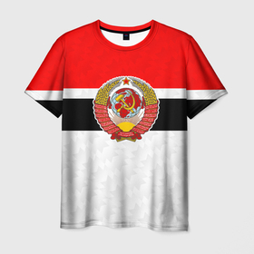 Мужская футболка 3D с принтом Герб СССР   ретро цвета , 100% полиэфир | прямой крой, круглый вырез горловины, длина до линии бедер | 