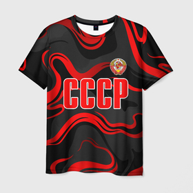 Мужская футболка 3D с принтом СССР   red stripes в Белгороде, 100% полиэфир | прямой крой, круглый вырез горловины, длина до линии бедер | 