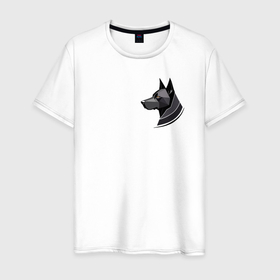 Мужская футболка хлопок с принтом Доберман графика в Белгороде, 100% хлопок | прямой крой, круглый вырез горловины, длина до линии бедер, слегка спущенное плечо. | 