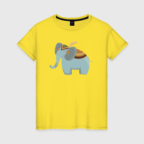 Женская футболка хлопок с принтом Cute elephant в Белгороде, 100% хлопок | прямой крой, круглый вырез горловины, длина до линии бедер, слегка спущенное плечо | 
