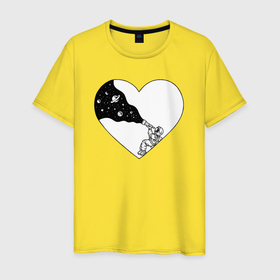 Мужская футболка хлопок с принтом Любовь к космосу в Санкт-Петербурге, 100% хлопок | прямой крой, круглый вырез горловины, длина до линии бедер, слегка спущенное плечо. | 