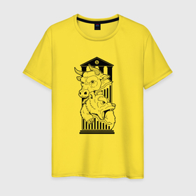 Мужская футболка хлопок с принтом Символы биржи бык и медведь в Белгороде, 100% хлопок | прямой крой, круглый вырез горловины, длина до линии бедер, слегка спущенное плечо. | 