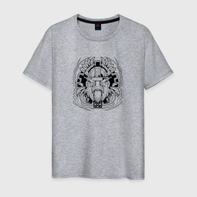 Мужская футболка хлопок с принтом Тор мифический бог грома , 100% хлопок | прямой крой, круглый вырез горловины, длина до линии бедер, слегка спущенное плечо. | 