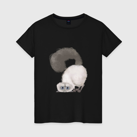 Женская футболка хлопок с принтом Чудо по имени Кошка , 100% хлопок | прямой крой, круглый вырез горловины, длина до линии бедер, слегка спущенное плечо | 