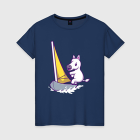 Женская футболка хлопок с принтом Лошадь яхтсмен в Курске, 100% хлопок | прямой крой, круглый вырез горловины, длина до линии бедер, слегка спущенное плечо | 