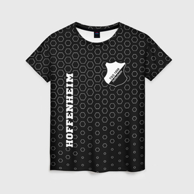 Женская футболка 3D с принтом Hoffenheim sport на темном фоне вертикально в Петрозаводске, 100% полиэфир ( синтетическое хлопкоподобное полотно) | прямой крой, круглый вырез горловины, длина до линии бедер | 