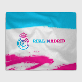 Плед 3D с принтом Real Madrid neon gradient style по горизонтали , 100% полиэстер | закругленные углы, все края обработаны. Ткань не мнется и не растягивается | 