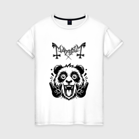 Женская футболка хлопок с принтом Mayhem   rock panda в Екатеринбурге, 100% хлопок | прямой крой, круглый вырез горловины, длина до линии бедер, слегка спущенное плечо | 