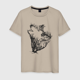Мужская футболка хлопок с принтом Свободный волк в Курске, 100% хлопок | прямой крой, круглый вырез горловины, длина до линии бедер, слегка спущенное плечо. | Тематика изображения на принте: 