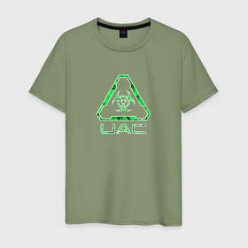 Мужская футболка хлопок с принтом UAC зелёный повреждённый в Петрозаводске, 100% хлопок | прямой крой, круглый вырез горловины, длина до линии бедер, слегка спущенное плечо. | 
