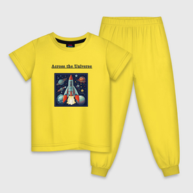 Детская пижама хлопок с принтом Across the Universe for ever в Курске, 100% хлопок |  брюки и футболка прямого кроя, без карманов, на брюках мягкая резинка на поясе и по низу штанин
 | Тематика изображения на принте: 
